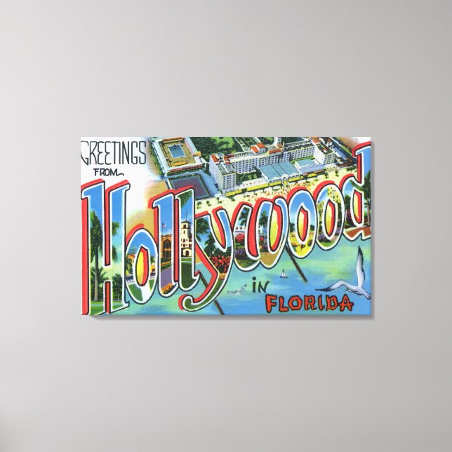Large Letter Scenes, Greetings From 5 Canvas Print (Front)