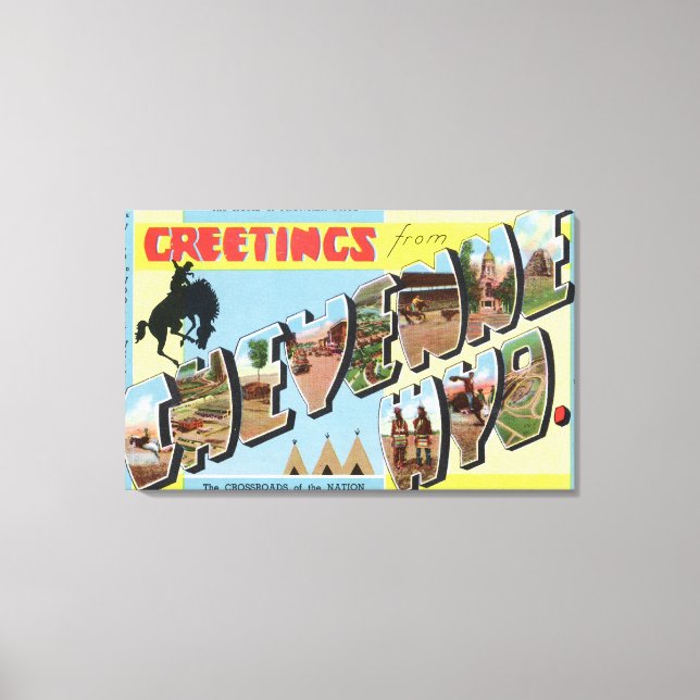 Large Letter Scenes, Greetings From Canvas Print (Front)