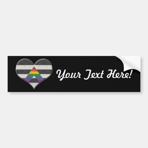 Large LGBT Ally Pride Flag Colored Heart with Ace  Bumper Sticker