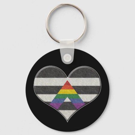 Large Lgbt Ally Pride Flag Colored Heart With Ace  Keychain