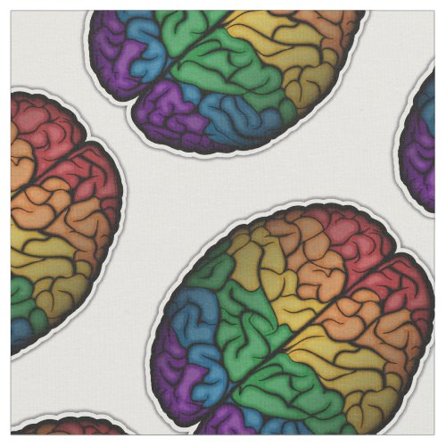 Large LGBTQ Pride Rainbow Brain Vector Fabric