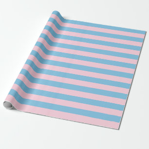 Large Light Blue and Light Pink Stripes Wrapping Paper