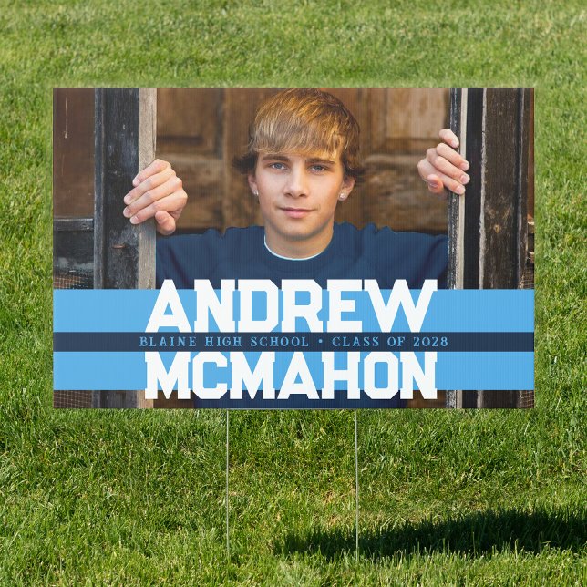 Large Light Blue & Navy Graduation Senior Yard Sign (Creator Uploaded)