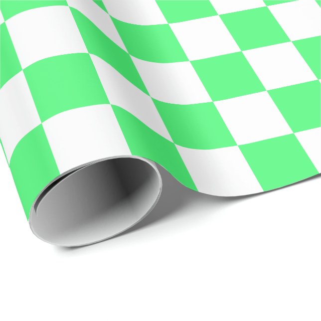 Large Light Green and White Checks Wrapping Paper (Roll Corner)