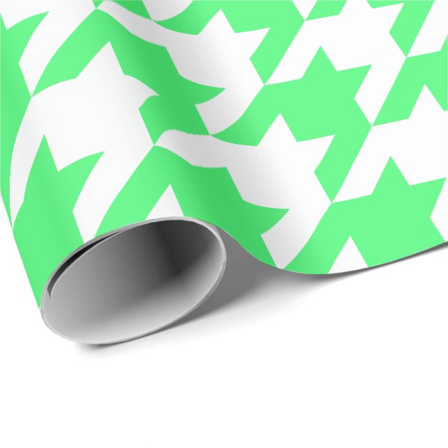 Large Light Green and White Houndstooth Wrapping Paper (Roll Corner)