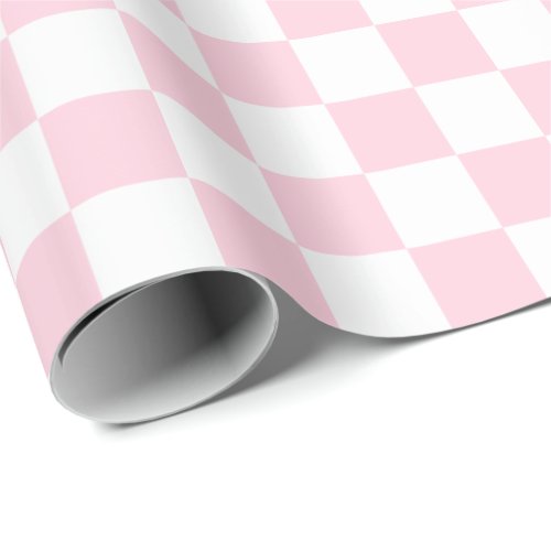 Large Light Pink and White Checks Wrapping Paper