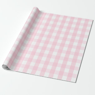 Large Light Pink and White Gingham Wrapping Paper