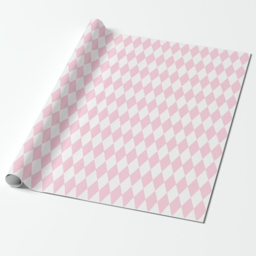 Large Light Pink and White Harlequin Wrapping Paper