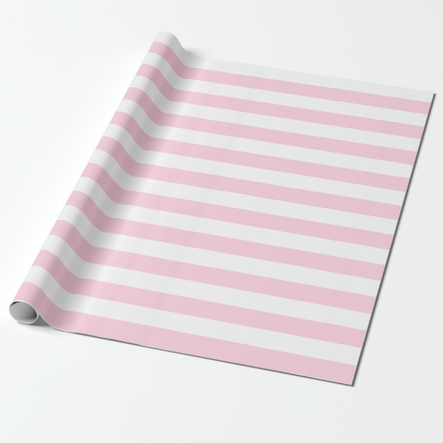 Large Light Pink and White Stripes Wrapping Paper (Unrolled)