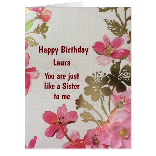 Large Like a Sister Happy Birthday Card