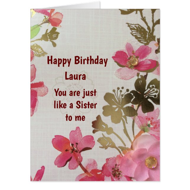 Large Like a Sister Happy Birthday Card (Front)