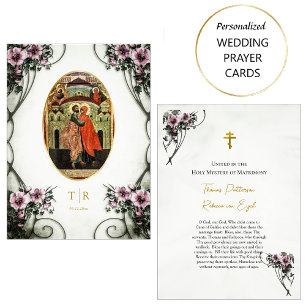 Large Lilac Flowers Orthodox Wedding Prayer Card