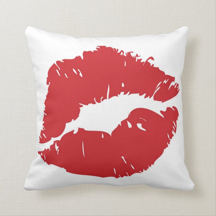 Large lip print throw pillow.