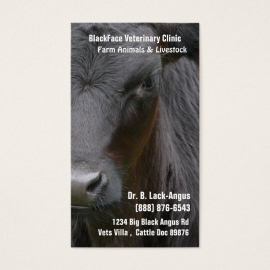 Large Livestock Veterinarian - Black Angus Cow Business Card