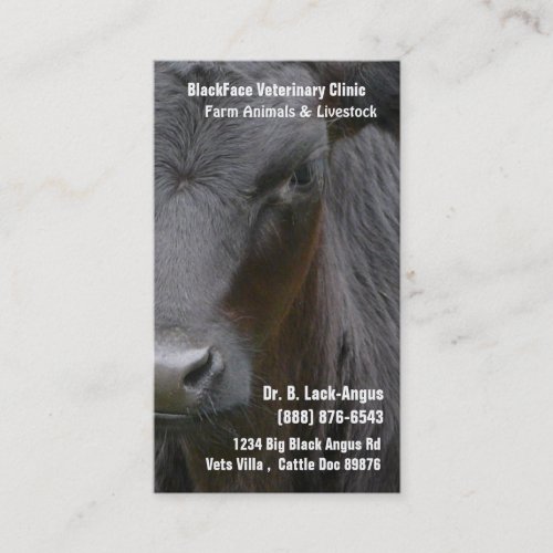 Large Livestock Veterinarian _ Black Angus Cow Business Card