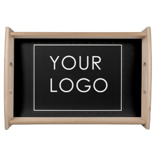 Large Logo Simple Company Business Branded Black Serving Tray