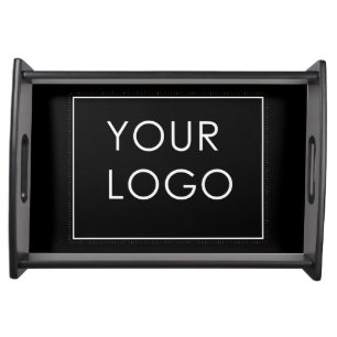 Large Logo Simple Company Business Branded Black Serving Tray