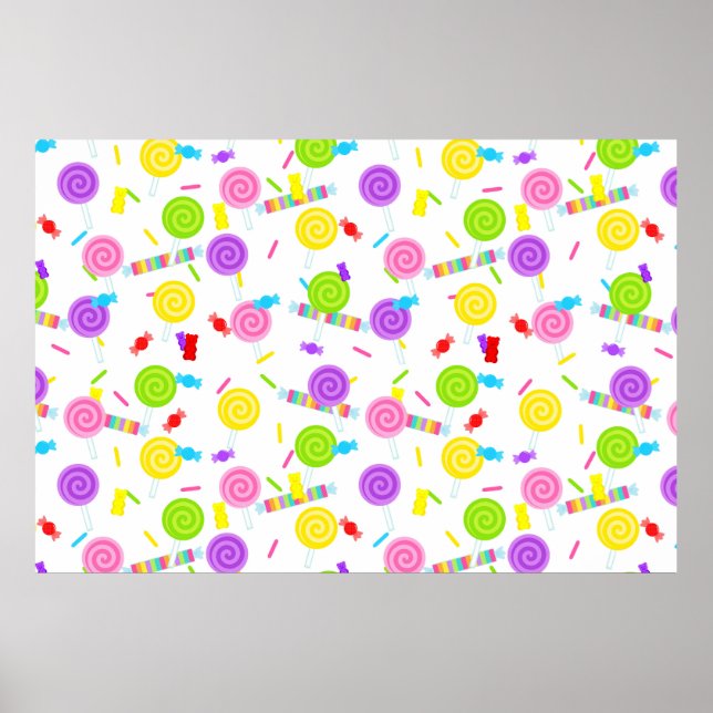 Large Lollipops and Sweet Treats Party Backdrop Poster (Front)