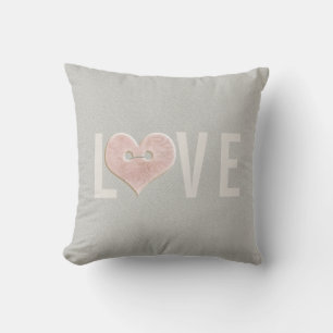 Large LOVE Type with Pink Heart   Throw Pillow