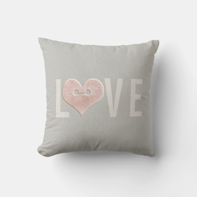 Large LOVE Type with Pink Heart | Throw Pillow (Front)