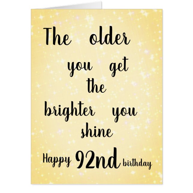 Large Lovely Happy 92nd Birthday design Card (Front)