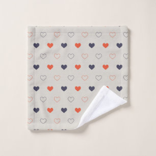 Large - Lovely hearts / orange cream dark Bath Towel Set