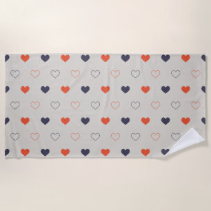 Large - Lovely hearts / orange cream dark Beach Towel