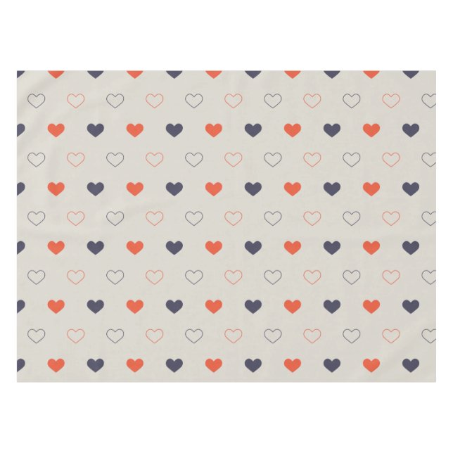 Large - Lovely hearts / orange cream dark Tablecloth (Front (Horizontal))