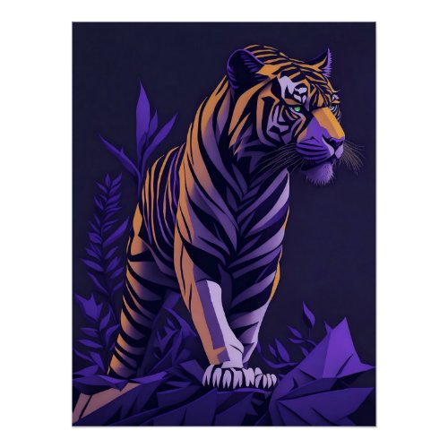 Large Low Poly Poster Tiger