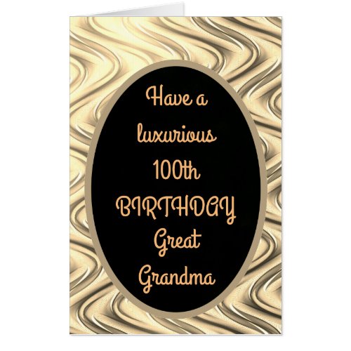 Large Luxury Gold 100th Birthday Great Grandma