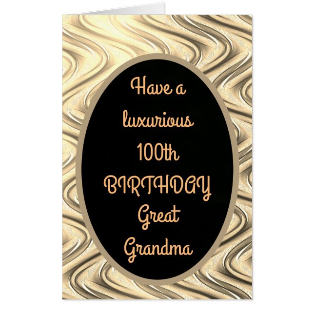 Large Luxury Gold 100th Birthday Great Grandma Card (Front)
