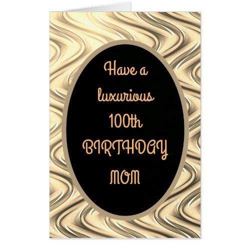 Large Luxury Gold 100th Birthday Mom Card