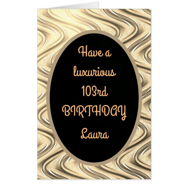 Large Luxury Gold 103rd Birthday Card (Front)