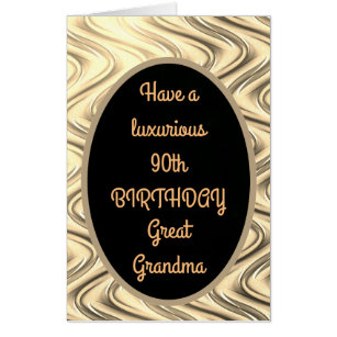Large Luxury Gold 90th Birthday Great Grandma Card