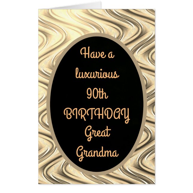 Large Luxury Gold 90th Birthday Great Grandma Card (Front)