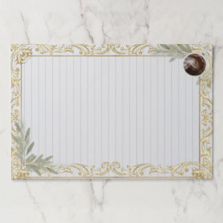 Large Luxury Gold Leaf & Pine Needle Ele Paper Pad