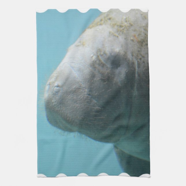 Large Manatee Underwater Kitchen Towel (Vertical)