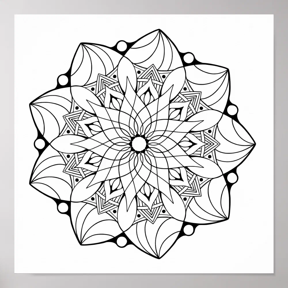 Large Mandala Poster to Color