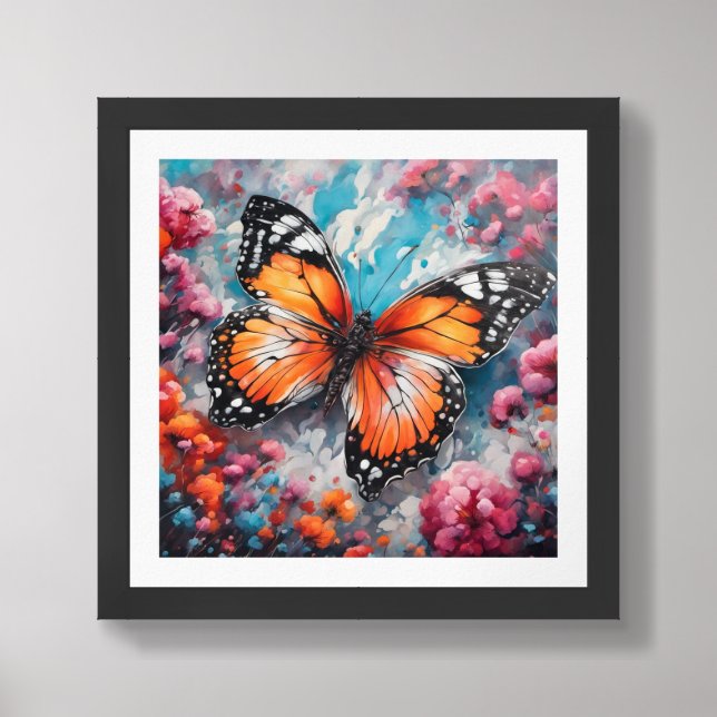 Large Marble Butterfly Framed Photo Framed Art (Framed Front)