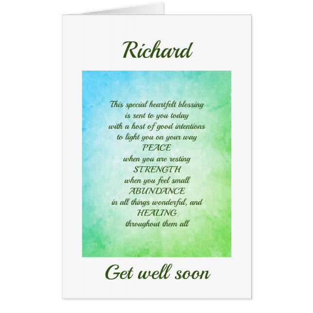 Large masculine vintage design Get Well Card (Front)