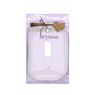 Large Mason Jar & Lights Lavender Purple Rustic Light Switch Cover