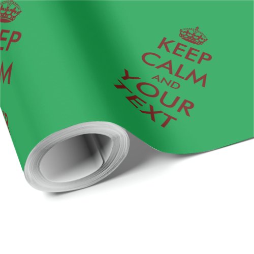 Large matte green red custom Keep Calm Christmas Wrapping Paper