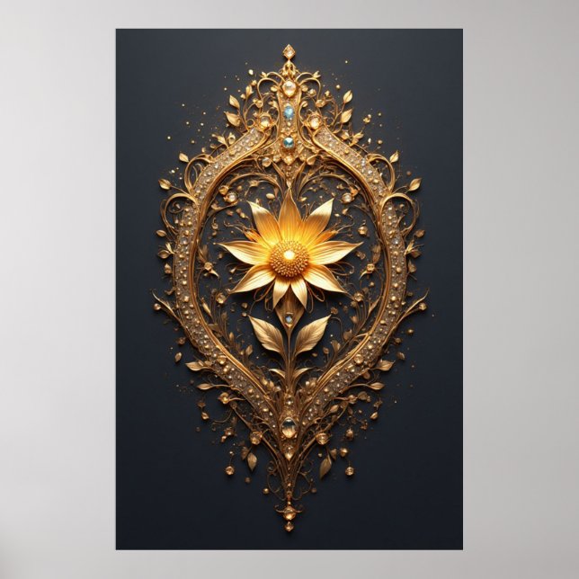 Large Metallic Flower Luxury  for Modern Home 🌸🖼 Poster (Front)