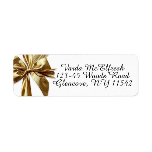 Large Metallic Gold Bow with Script Holiday Label