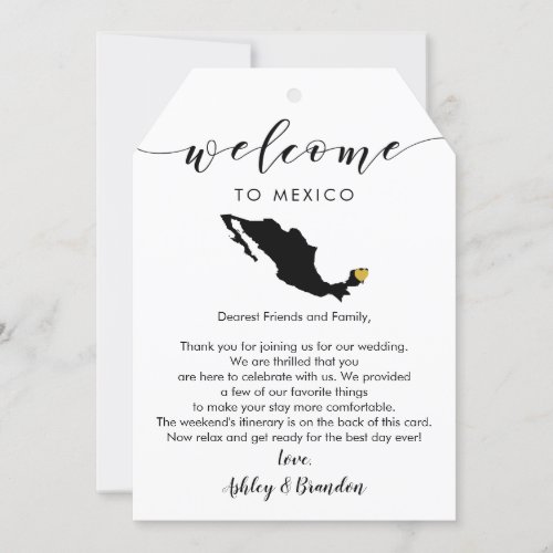 Large Mexico Wedding Welcome Tag Letter Itinerary