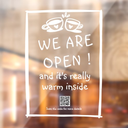 Large modern coffee shop window cling sign