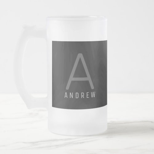 Large Modern Gray  White Monogrammed Coffee Mug