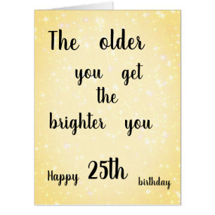 Large modern Happy 25th Birthday design Card