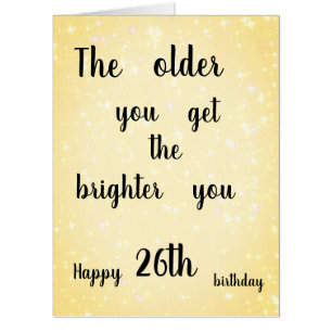 Large modern Happy 26th Birthday design Card