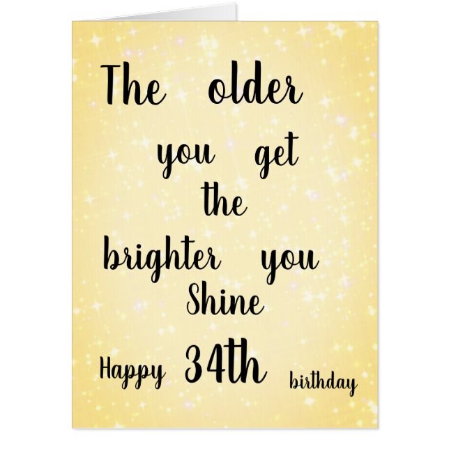 Large modern Happy 34th Birthday design Card (Front)